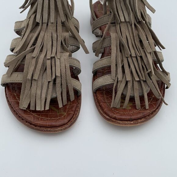 Sam Edelman fringe tan leather buckle sandals woman’s size 5 - Picture 2 of 10